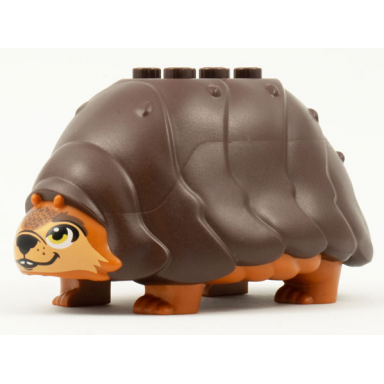 dark orange tuk tuk with molded dark brown shell