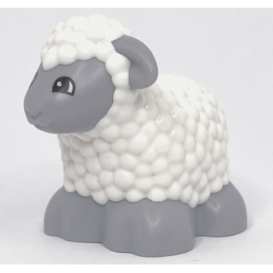 white duplo sheep lamb baby with light bluish gray legs and head pattern