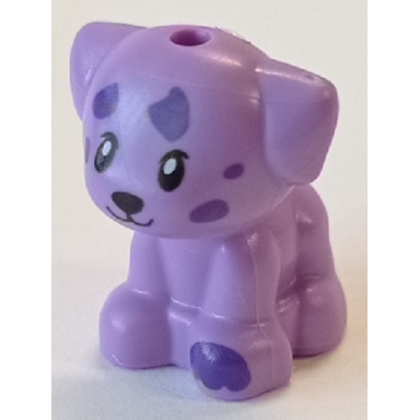 medium lavender dog friends puppy standing small with dark purple paw and spots pattern