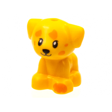 bright light orange dog friends puppy standing small with orange paw and spots pattern