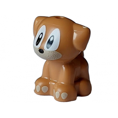 medium nougat dog friends puppy standing small with white eyes and pupils black irises and nose tan muzzle and toes pattern sonic the hedgehog becky bear