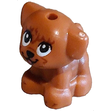 dog friends puppy standing small with black nose and mouth reddish brown hair white eyes and bright pink tongue pattern alma