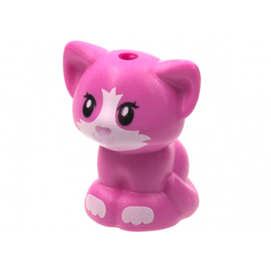 dark pink cat friends baby kitten sitting with metallic pink nose white muzzle and paws pattern