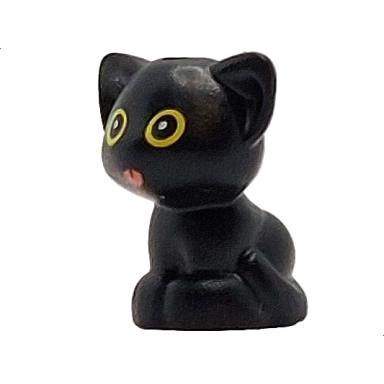 cat friends baby kitten sitting with yellow eyes and coral tongue pattern