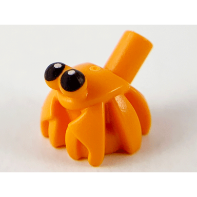 orange hermit crab bar on back with black eyes pattern