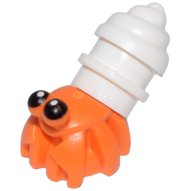 hermit crab bar on back with black eyes pattern and white shell