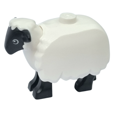white sheep with black head and legs with fleece