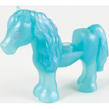 satin trans-light blue horse pony friends with 1 x 1 cutout with metallic light blue eyes and eyebrows pattern