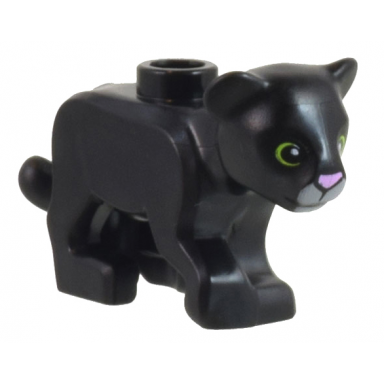black lion baby cub with bright pink nose light bluish gray muzzle and lime rings around eyes pattern panther tendi