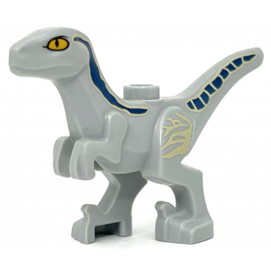 dinosaur raptor velociraptor baby with dark blue and tan markings pattern jurassic world beta