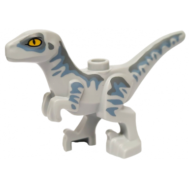 light bluish gray dinosaur raptor velociraptor baby with dark bluish gray and sand blue markings pattern