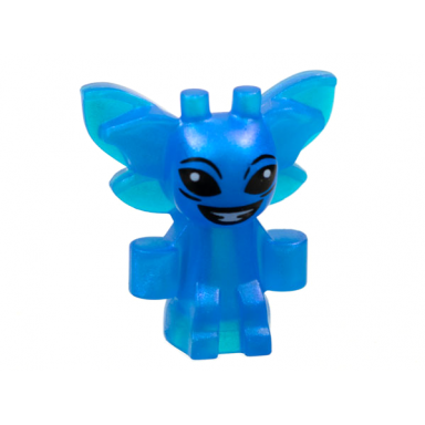 satin trans-dark blue cornish pixie with black eyes and open mouth smile with white teeth pattern