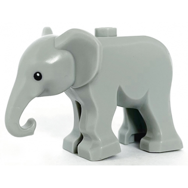 light bluish gray elephant baby with black eyes and white pupils pattern