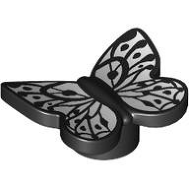 black butterfly with stud holder with white wings pattern