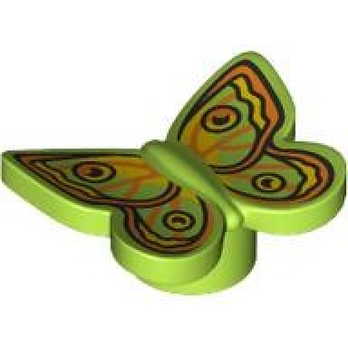lime butterfly with stud holder with yellow orange and black wings pattern