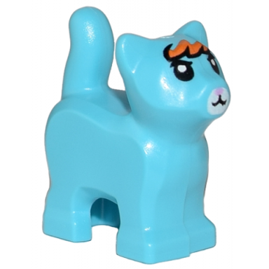 medium azure cat baby kitten standing with orange fur white muzzle bright pink nose and black eyes and mouth pattern mo