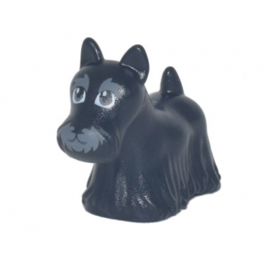 black dog terrier scottish scottie with dark bluish gray eyes eyebrows and muzzle pattern