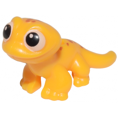 bright light orange salamander gecko friends with black and white eyes and dark orange spots pattern popcorn