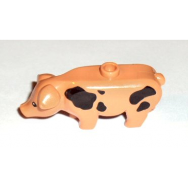 nougat pig with black eyes and spots and white pupils pattern