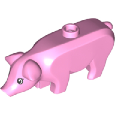 bright pink pig with black and white eyes and eyelashes pattern hamletta