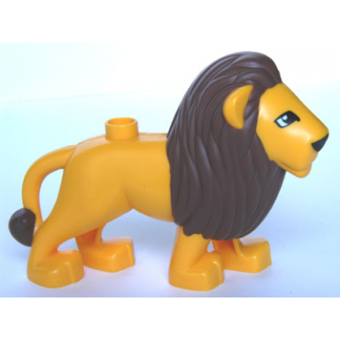 bright light orange duplo lion adult male with eyes squared pattern