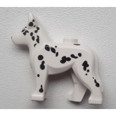 white dog alsatian german shepherd with black eyes nose and spots pattern