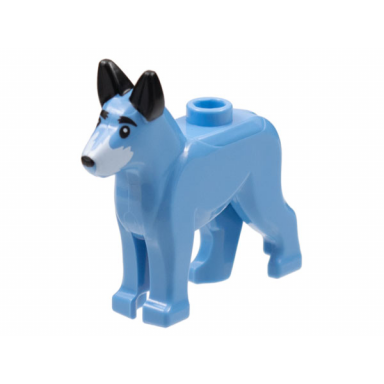 medium blue dog alsatian german shepherd with black eyes nose ears and eyebrows and white muzzle pattern wonder dog