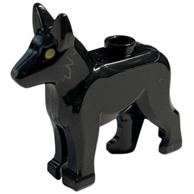 black dog alsatian german shepherd with yellow eyes and light bluish gray eyebrows and fur pattern hp padfoot the grim