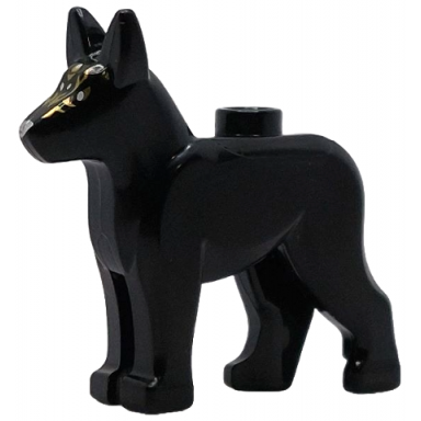 dog alsatian german shepherd with white eyes silver nose and gold spots pattern celestial dog