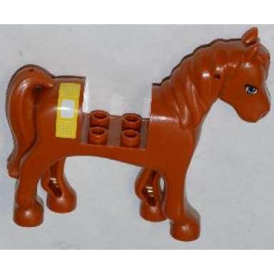 dark orange horse with 2 x 2 cutout with blue eyes and white blaze with bandage pattern sticker - set 3188