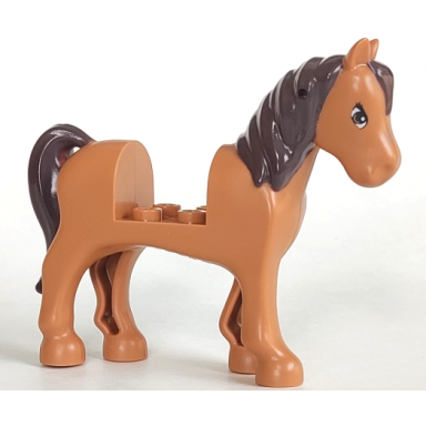 medium nougat horse with 2 x 2 cutout with dark tan eyes dark brown mane and tail pattern