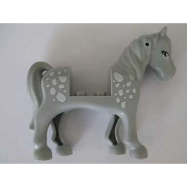 light bluish gray horse with 2 x 2 cutout with light bluish gray eyes and white spots pattern