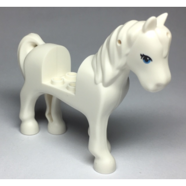 white horse with 2 x 2 cutout with dark azure eyes and 2 black eyelashes pattern