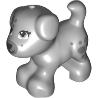light bluish gray dog friends puppy standing with black nose and mouth dark bluish gray muzzle and spots on face and side pattern sky