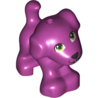 magenta dog friends puppy standing with lime eyes black nose and mouth metallic pink tongue pattern