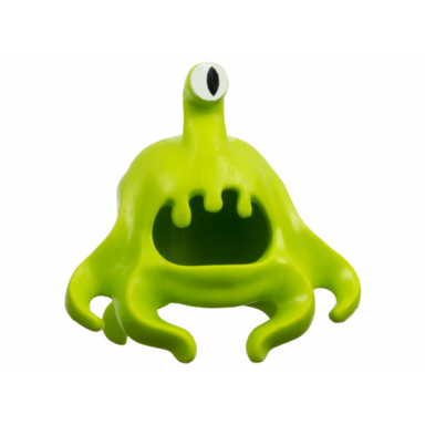 lime alien clinger with white eye with black pupil pattern