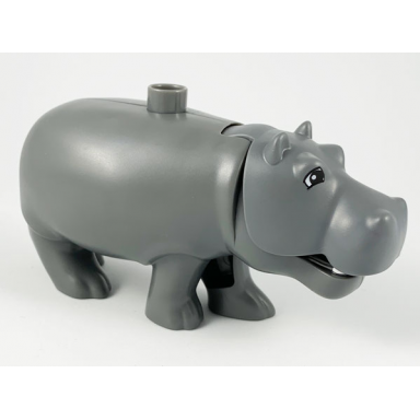 dark bluish gray duplo hippo adult with opening jaw