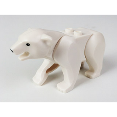 white bear with 2 studs on back with black eyes and nose pattern polar bear