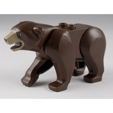 dark brown bear with 2 studs on back with dark tan muzzle pattern