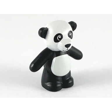 black teddy bear with white head and stomach panda pattern