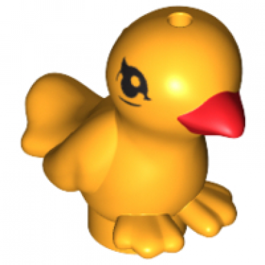 bright light orange bird friends elves with red beak and black eyes pattern goldie