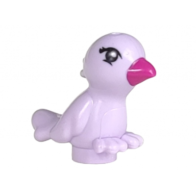 lavender bird friends elves with magenta beak and black eyes pattern violet