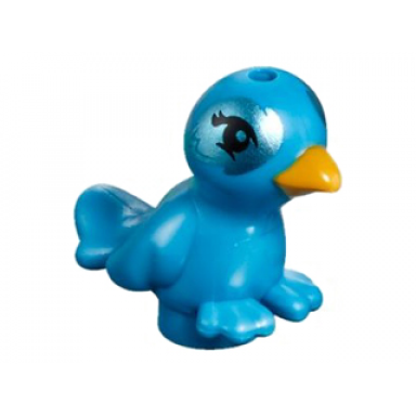 dark azure bird friends elves with bright light orange beak and metallic light blue feathers around black eyes pattern cleo