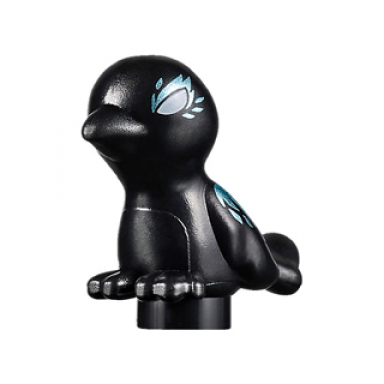 black bird friends elves with white eyes and metallic light blue feathers pattern shadow raven
