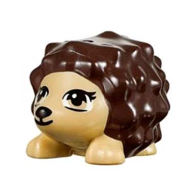 tan hedgehog friends with black eyes eyelashes and nose and dark brown spines pattern