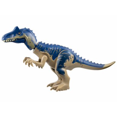 dinosaur allosaurus with dark blue back and head