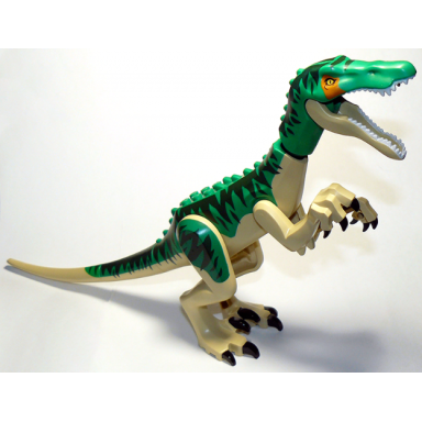 dinosaur baryonyx with dark green stripes