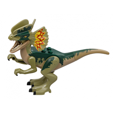 dinosaur dilophosaurus first version with olive green head arms and legs