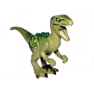 olive green dinosaur raptor velociraptor with dark green back lime markings and black claws jurassic world charlie