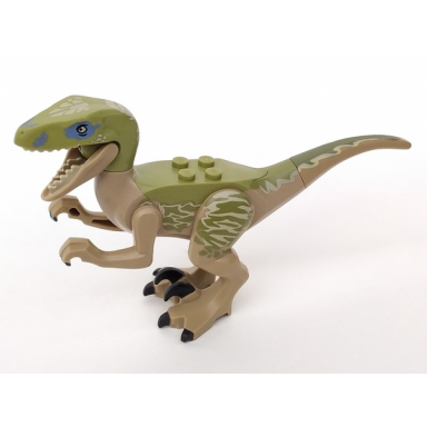 dark tan dinosaur raptor velociraptor with olive green back and tan markings jurassic world delta
